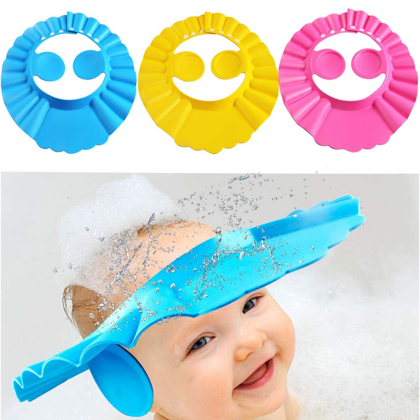 Soft Adjustable Baby Shower Cap – Splash-Proof Eye & Ear Protection for Bath Time