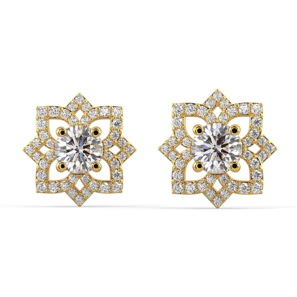 Diamond Flower Jacket Earrings