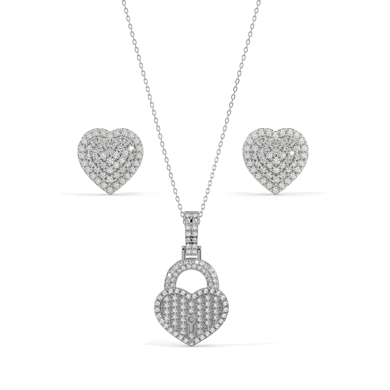 Love Lock Necklace & Mi Amor Earrings Set