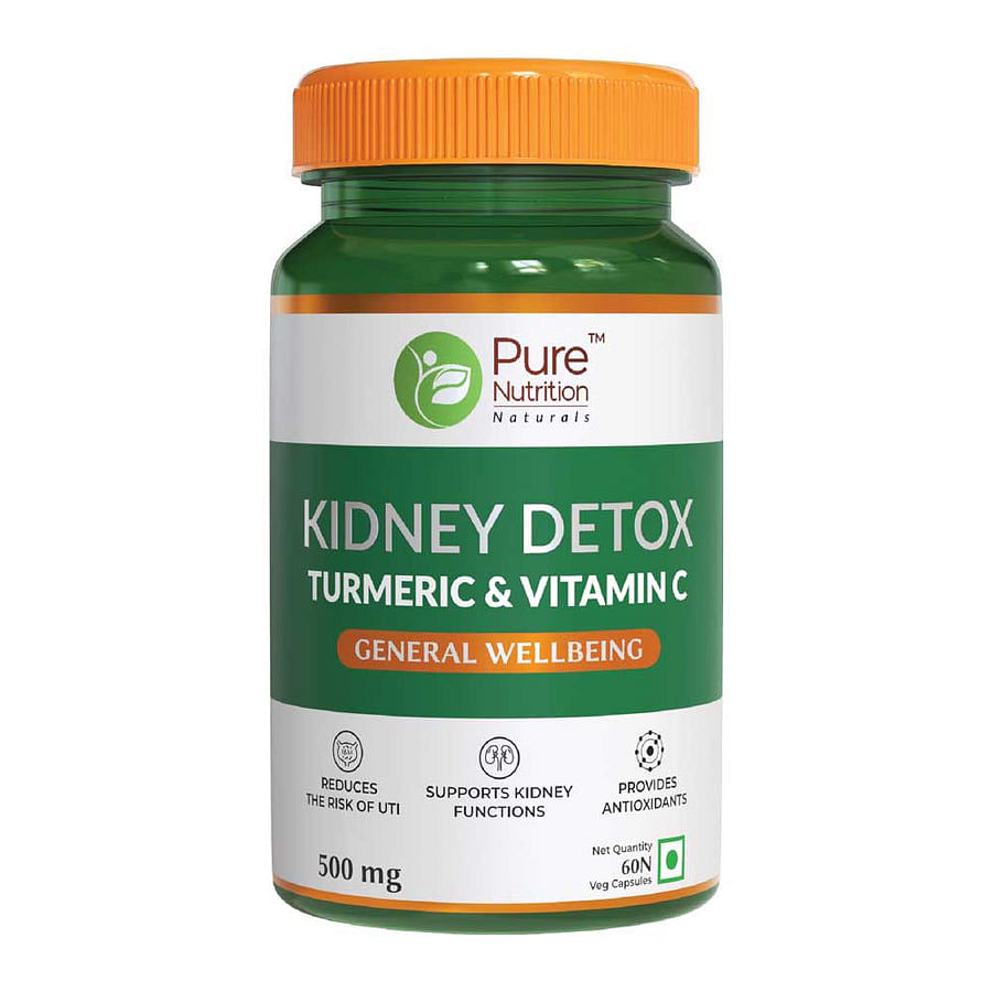 Pure Nutrition Kidney Detox Cleanser Purifier | Turmeric, Vitamin C & N-Acetyl L-Cysteine (Nac) ) Kidney Stone Dissolution | Antioxidant - 60 Veg Capsules