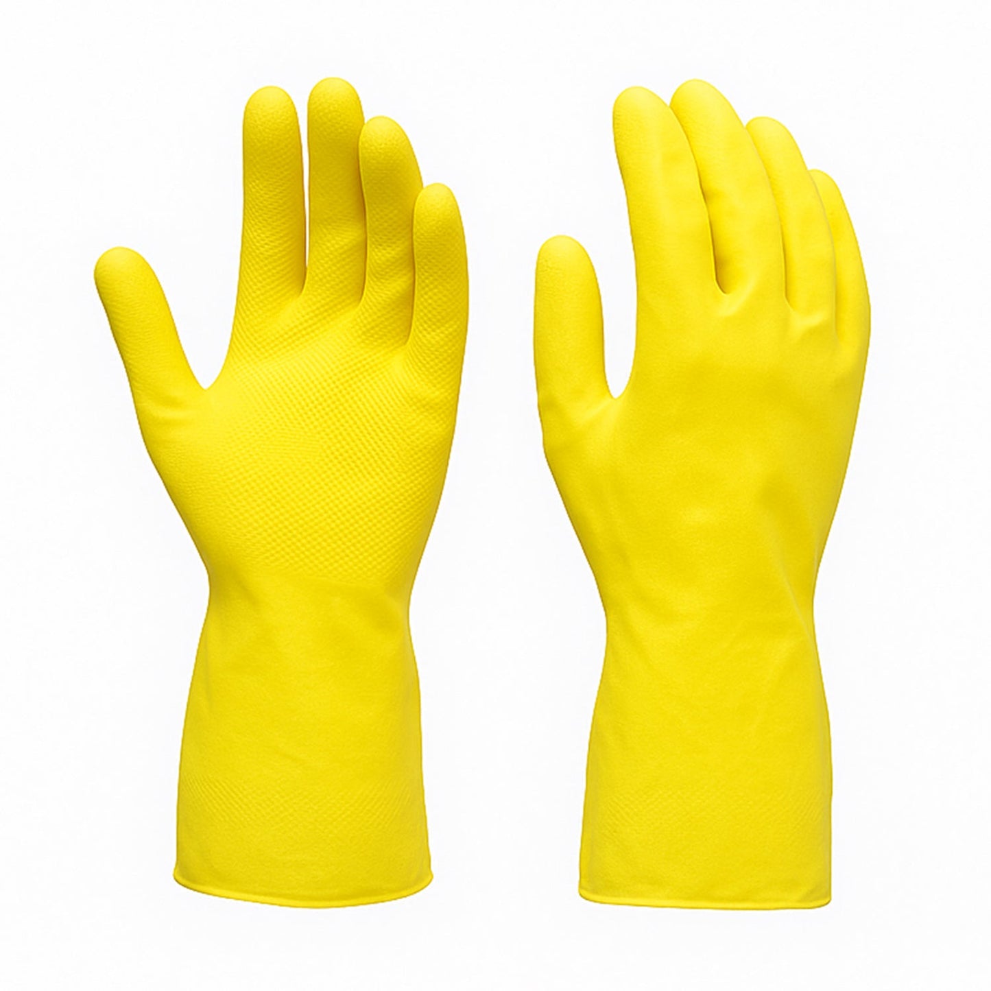 2 pair med yellow gloves For Types Of Purposes Like Washing Utensils, Gardening And Cleaning Toilet Etc.