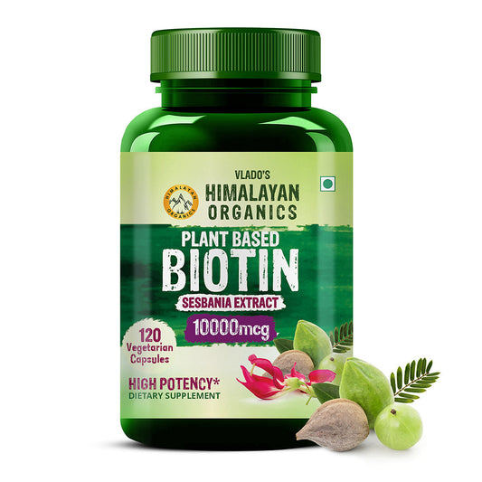 Vlado's Himalayan Organics Plant Based Biotin 10,000mcg/Serve- 120 Veg Capsules