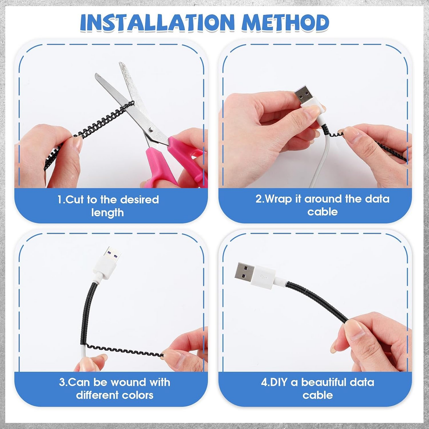 Metallic Cable Protector for Cords & Headphones (Spiral Wrap)