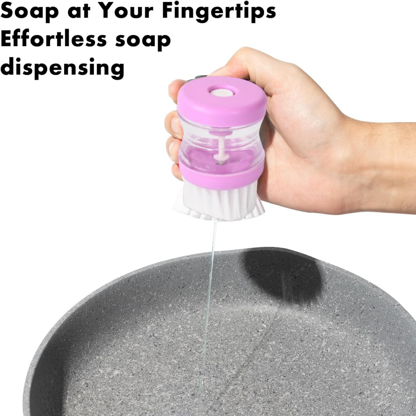 Plastic Wash Basin Brush Cleaner with Liquid Soap Dispenser (Multicolour)