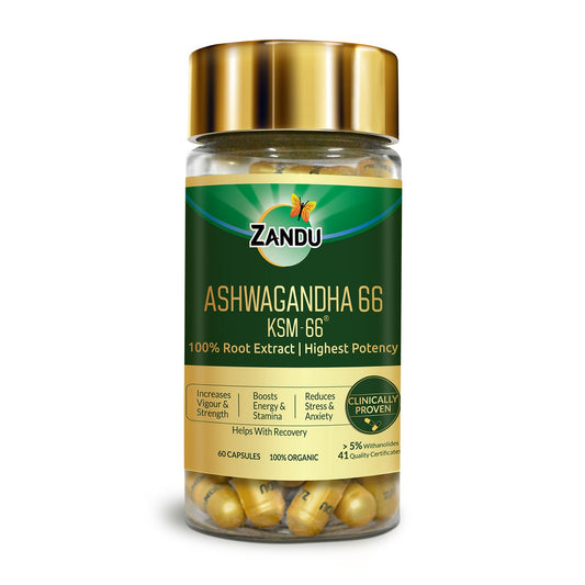 Zandu Ashwagandha KSM-66 Capsules (60 Units)