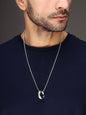 Bold by Priyaasi Silver-Plated Heartbeat Design Ring in Chain for Men