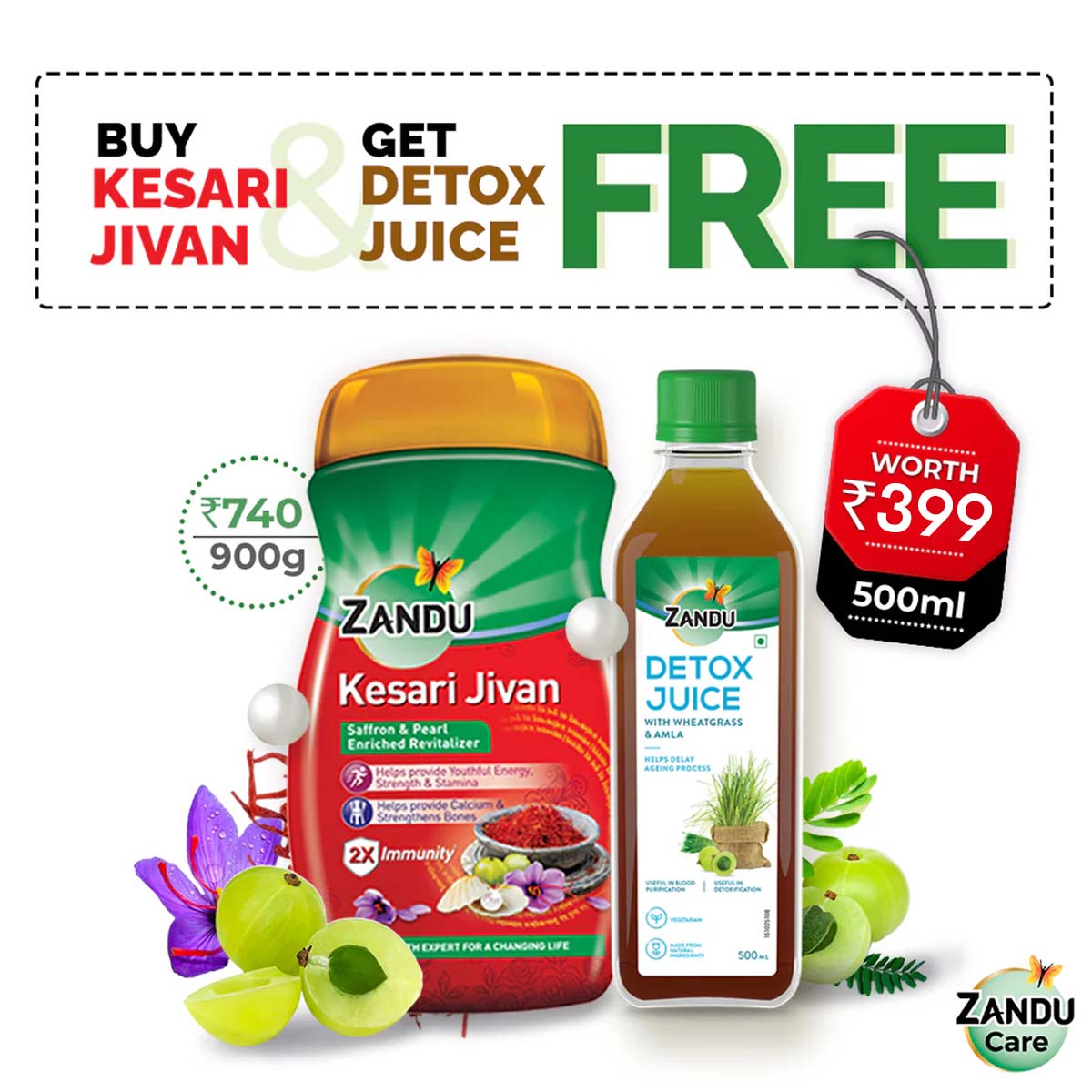 Kesari Jivan (900g) & FREE Detox Juice (500ml)