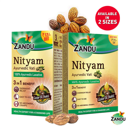 Zandu Nityam Vati Ayurvedic Tablets for Quick Constipation Relief | Relieves Abdominal Cramps, Gas, Acidity & Bloating