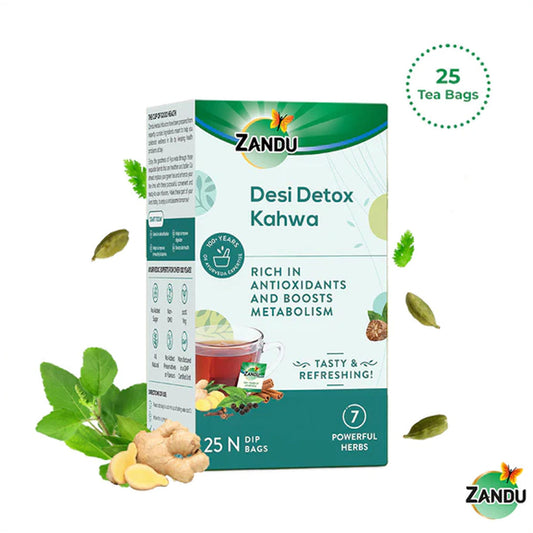 Zandu Desi Detox Kahwa Tea - Full Body Detox (25 Teabags)