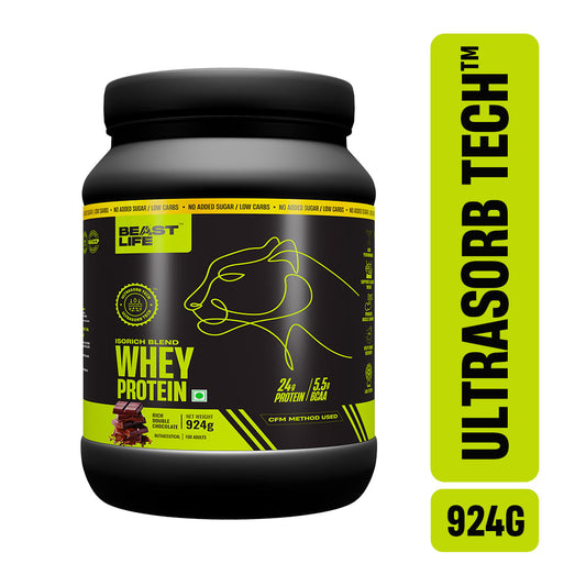 BeastLife Whey Protein Powder With Ultrasorb Tech,Isorich Blend,24G Protein,5.5G Bcaa,Sports Nutrition|High Absorbtion Fuels Muscle|Speed Recovery For Men & Women (Rich Double Chocolate)