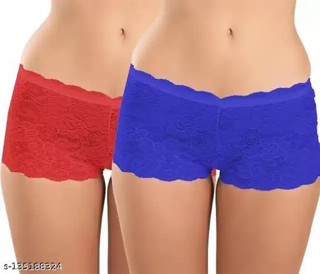 Net Briefs for Women (Red & Blue, 7XL) (Set of 2)