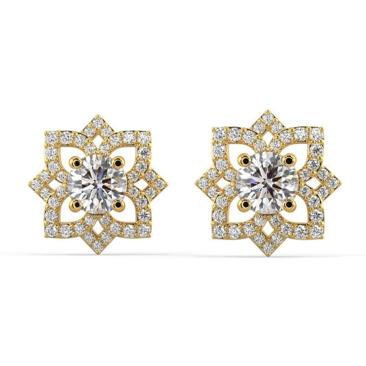 Diamond Flower Jacket Earrings