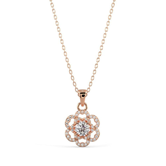 Floral Diamond Pendant Necklace