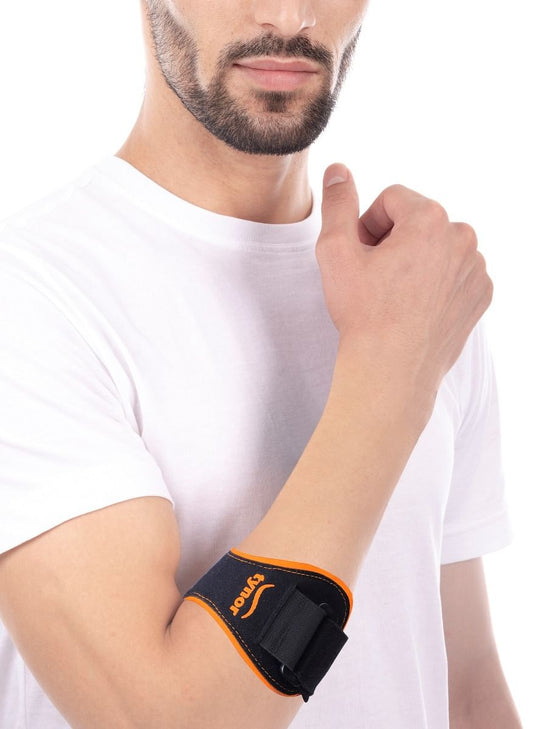Tynor Tennis/Golfer'S Elbow Support Pro, Black & Orange, Universal, 1 Unit