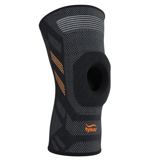 Tynor Knee Cap Air Open Patella, Black & Orange, Medium, 1 Unit