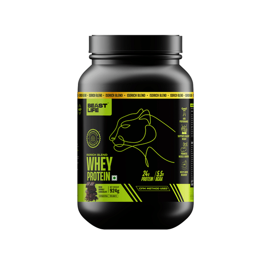 BeastLife Whey Protein Powder With Ultrasorb Tech,Isorich Blend,24G Protein,5.5G Bcaa,Sports Nutrition|High Absorbtion Fuels Muscle|Speed Recovery For Men &amp; Women - (924g, Rich Double Chocolate)