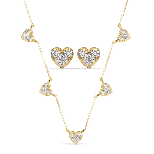 Te Amo Choker Necklace & Golden Heart Earrings Set